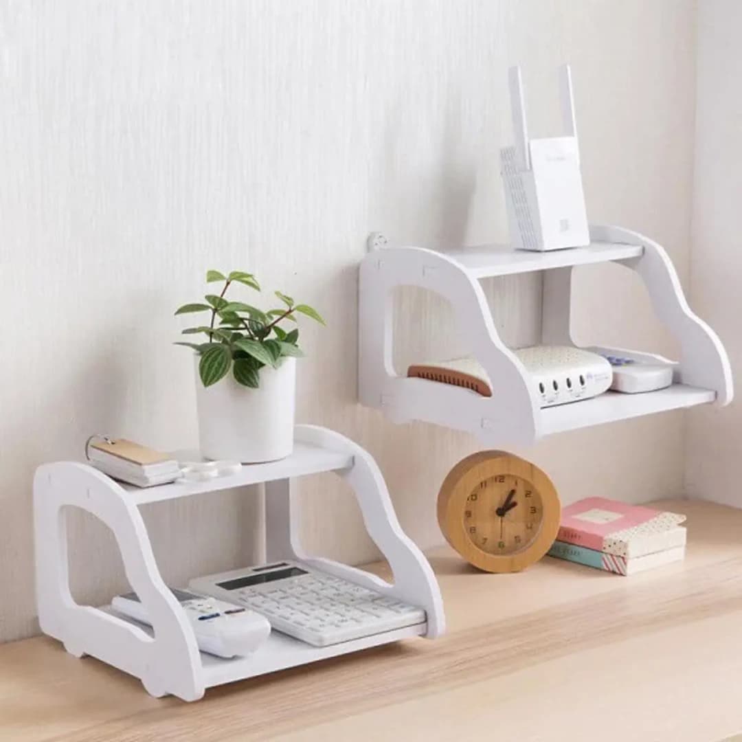 High quality Wifi Router Stand Shelf Double Layer Wall Mounted Shelf Storage Rack Home decorator