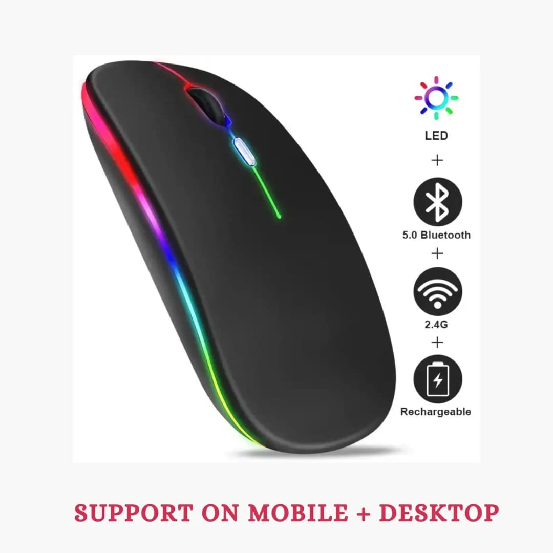 Wireless Mouse Rechargeable Silent LED Backlit Mice PC Laptop Computer Mous 2.4Ghz Receiver Bluetooth Dual Mode Optical Mice