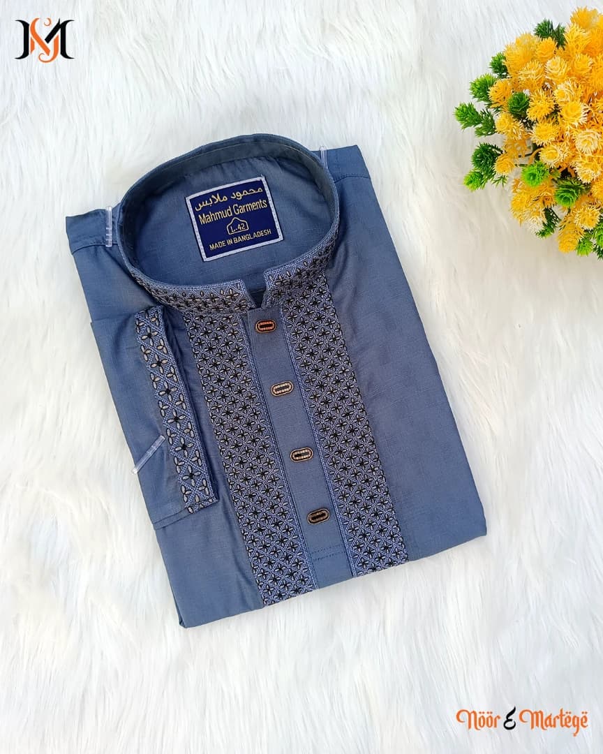 প্রিমিয়াম  Sky Blue অরিজিনাল ইন্ডিয়ান সফট শাটন কটন পাঞ্জাবি – আরাম, স্টাইল ও দীর্ঘস্থায়ী গুণগত মানের নিশ্চয়তা